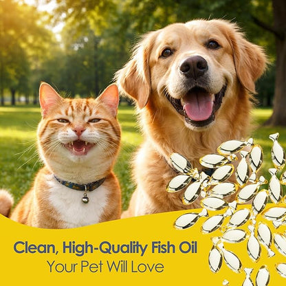 Shine Omega-3 Fish Oil for Dogs & Cats, Human Grade EPA & DHA in Triglyceride (TG) Form, Supports Skin & Shiny Coat, Joint Comfort, Heart, Brain & Immune Health, 60 Twist Capsules, USA Made