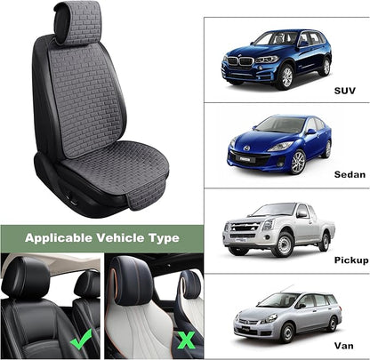 VarCozy Linen Car Seat Covers, Breathable Front Pair Seat Covers for Cars with Non-Slip Protector for All Seasons, Universal Front Seat Covers for Cars, SUVs, Trucks