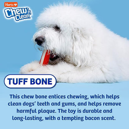 Hartz Chew 'n Clean Tuff Bone Bacon Scented Dental Dog Chew Toy - Medium (Pack of 2)