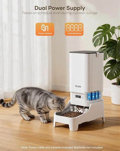 Automatic Dog Feeder with Elevated Stand - 7L Cat Food Dispenser with Large Food Tray, Timed Auto Cat Feeder for Dry Food, 6 Meals Per Day, No-Jam, Freshness Design, Detachable for Easy Clean
