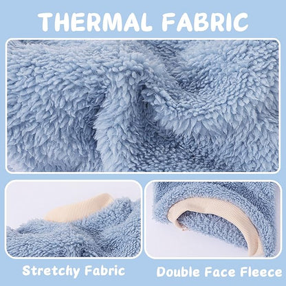 2 Pieces Dog Sweater for Small Dogs Winter Warm Puppy Sweater Fleece Cute Dog Clothes for Dogs Like Chihuahua Yorkie Thick Pet Clothing (Light Grey, Blue, Medium)