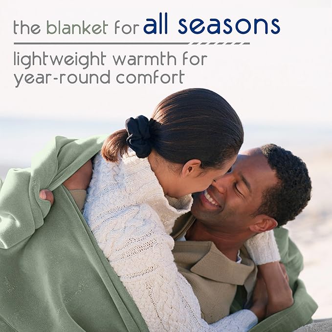 Vellux Original Queen Blanket - Soft Nylon Insulated Blanket for Bed Couch - Lightweight Machine Washable All Season - Pet Friendly Durable Wont Pill or Lint - 90x90 – Sage Green