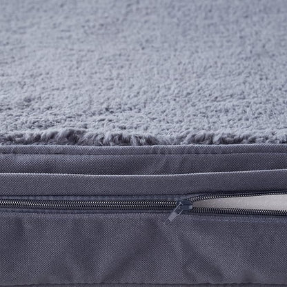 Happy Hounds Oscar Rectangle Orthopedic Foam Sherpa Dog Bed, Large (48 x 36 in.), Prussian Blue