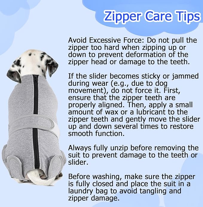 Lukovee Recovery Suit for Dogs, Zipper On Recovery Suit for Female Male Dog, Onesie Abdominal Wounds Cone E-Collar Alternative Prevent Licking Spay Recovery Suit (S,GY)