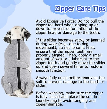 Lukovee Recovery Suit for Dogs, Zipper On Recovery Suit for Female Male Dog, Onesie Abdominal Wounds Cone E-Collar Alternative Prevent Licking Spay Recovery Suit (S,GY)