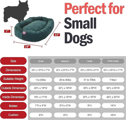 Majestic Pet 24 Inch Micro Velvet Calming Dog Bed Washable – Cozy Soft Round Dog Bed with Spine for Head Support - Fluffy Donut Puppy Mat 24x19x7 (inch) Small – Marine (2025)