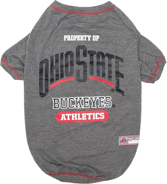 Pets First Collegiate OHIO STATE BUCKEYES Dog T-Shirt, Small. - Licensed Shirt for Pets Team Colored with Team Logos.- Premium Stretchable Materials for the Comfrot of your Dog & Cat.