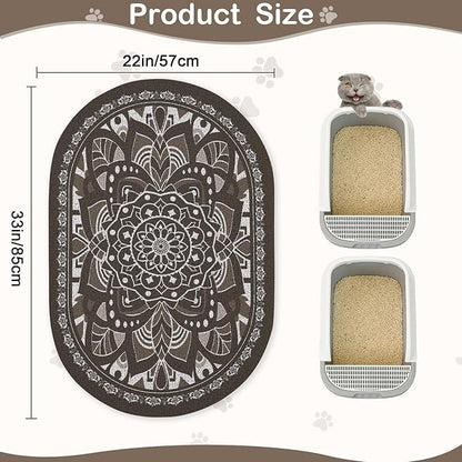 Glittme 33"x22" Cat Litter Mat with Mesh Design - Non-Slip & Waterproof Litter Trapping Pad for Litter Box Soft Texture for Pets,Dark Brown