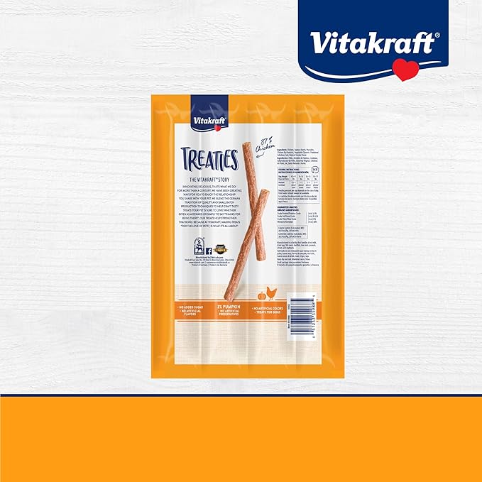 Vitakraft Treaties Dog Treat, Smoked Chicken Recipe with Pumpkin, Value-Pack, 16 Count