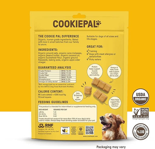CookiePal Dog Treats, Crunchy Peanut Butter Puppy Training Treats, Human Grade USDA Organic, Natural Dog Biscuits, 10oz (Pk of 3)