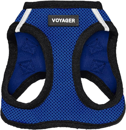 Best Pet Supplies Voyager Step-in Air Harness - All Weather Mesh, Reflective, No Pull Harness for Dogs, Cats - Secure with Hook & Loop Fastener, Buckle, Double D-Rings - Royal Blue/Black Trim, XXS