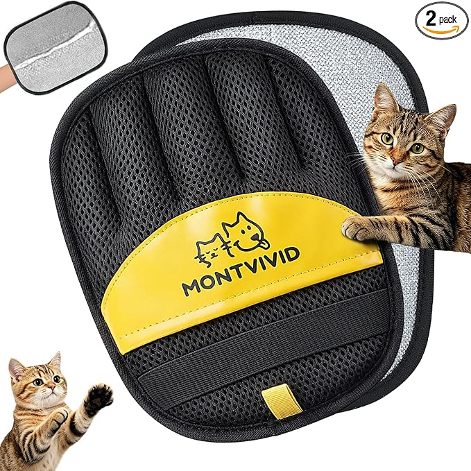 Pet Hair Removal Glove for Cats & Dogs,Newly Upgraded electrostatic pet Hair Remover Glove, Reusable Magic Brush Pet Hair Remover Tool for Furniture,Couch,Carpets,Laundry,Car Seat (2)