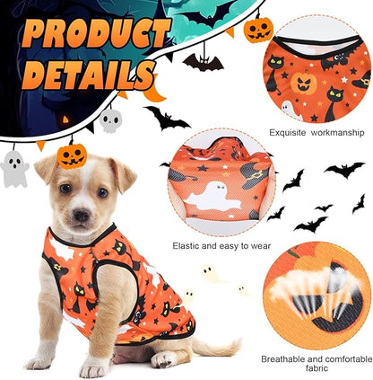 6 Pack Halloween Dog Clothes for Small Dogs, Soft and Breathable Puppy Kitten Dog Shirts for Pet Cats, Summer Dogs' T-Shirts Apparel Sleeveless Vests for Yorkies (Happy Halloween, X-Large)