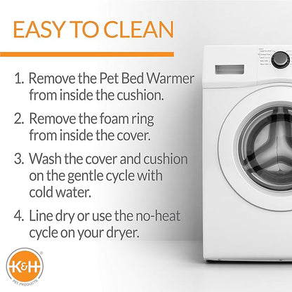 K&H Pet Products Heated Cat Bed for Indoor Cats, Dogs, and Pets - Round Walled Thermo-Kitty Bed with Removable Waterproof Cat Heating Pad, Machine Washable, MET Safety Listed - Small 16" Sage