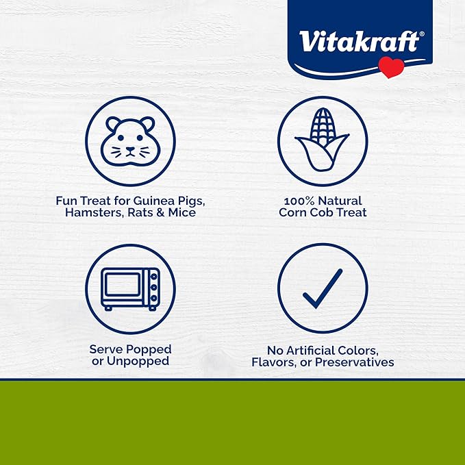 Vitakraft Mini-Pop Treat for Small Animals 6 oz – All-Natural Single-Ingredient Snack - Serve Popped or Unpopped – Enrichment, Chewing, Fun, Natural Teeth Wear – Rabbit, Hamster, Gerbil, Guinea Pig