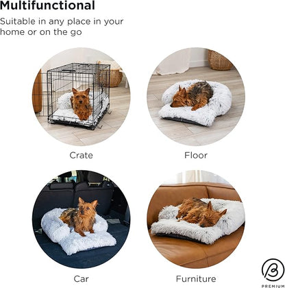 Best Friends by Sheri Nap Mat Dog Bed with Bolster - Washable Crate Pad, Removable Cover, Frost, Small, 22x15
