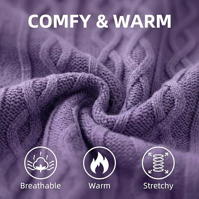 Dog Pullover Colthes, Cable Knitwear, Classic Turtleneck Warm and Soft Clothes for Chihuahua, Bulldog, Dachshund, Pug, Yorkie, Dog Outfits for Small Medium Dogs, (Purple M)