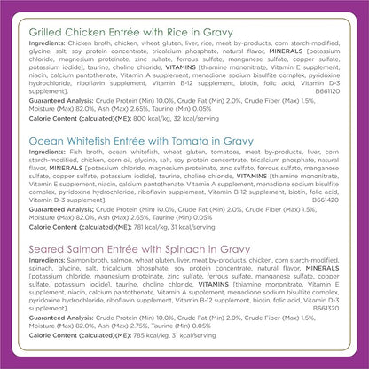 Fancy Feast Purina Gourmet Wet Cat Food Variety Pack,Petites Gravy Collection,Break-Apart tubs,48 Servings - 2.8 oz. Tubs,(Pack of 24)