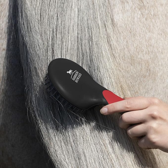 Harrison Howard Horse Mane and Tail Brush Horse Professional Grooming Brush Equestrian Detangler Non-Slip Brush Red