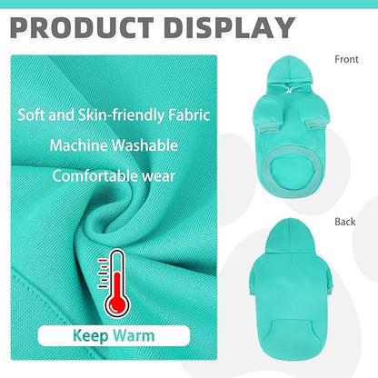 KOOLTAIL Dog Hoodie for Large Medium Small Dogs,Soft&Warm Pet Sweater with Leash Hole&Pocket Boy Girl,Puppy Fall Winter Jacket Clothes,French Pitbull Cold Weather Coat Sweatshirt,Lake Blue XXL