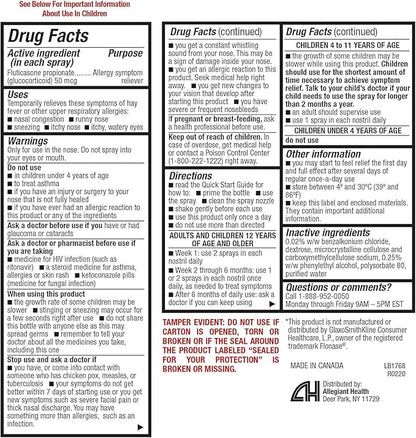 HealthA2Z® Fluticasone Propionate Nasal Spray | 50 mcg per Spray | 24 Hour Allergy Relief | 144 Sprays | 0.62 fl oz. (18.2mL) (0.62 fl oz. (Pack of 1))