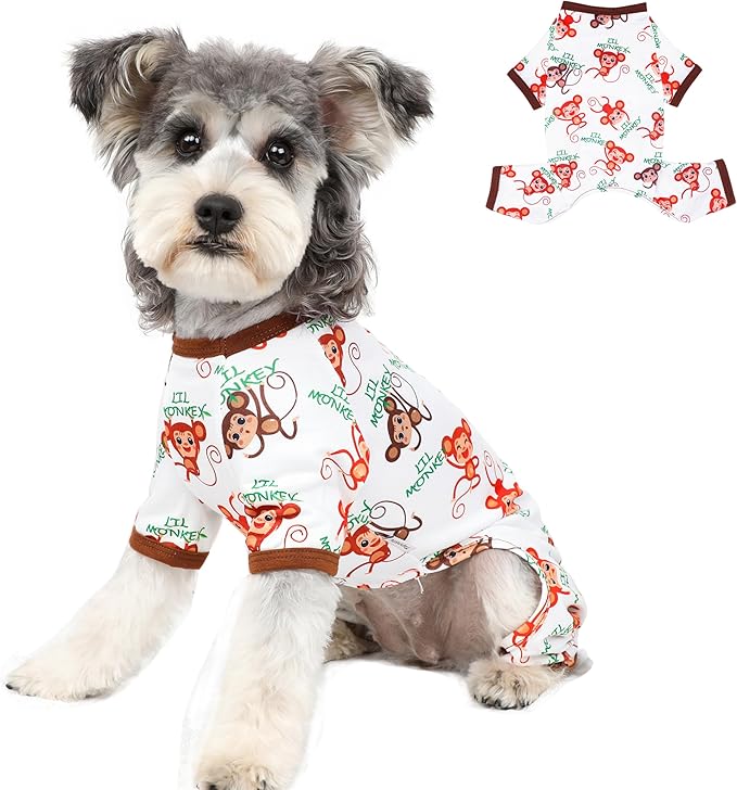 Dog Pajamas Spring Summer Dog Clothes for Small Medium Dogs Girl Boy Cute Soft Puppy Pjs Clothes Doggie Onesies Cat Pet Jammies Outfit (Brown,2XL)