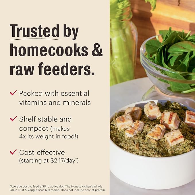 The Honest Kitchen Human Grade Dehydrated Dog Food, Grain Free Veggie, Nut & Seed Base Mix for Dogs 3 lb