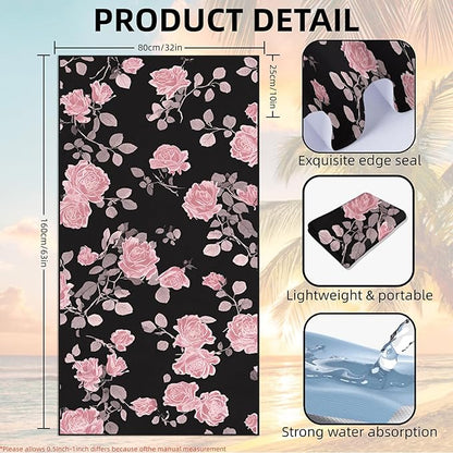 1 Pack Car Towel Seat Covers with Storage Bag, Multifunctional Towel for Gym Outdoor Sport, Picnic, Beach, Pet Dog Travel,Non-Slip Washable Car Seat Protector (Pink Flower)