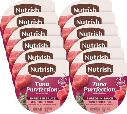 Nutrish Grain Free Wet Cat Food Tuna Purrfection Whole Health Blend with Real Tuna Flakes in a Savory Sauce, 2.8 oz. Cup (Rachael Ray) (Pack of 12)