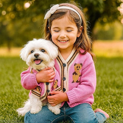 ABRRLO Small Dog Sweaters Cute Bear Dog Cardigans Clothes for Small Medium Dogs Boy Girl Puppy Cat Knitting Cardigan Outfits Dogs Winter Coats Warm Pet Doggy Clothes Soft Knitwear (Pink, X-Large)