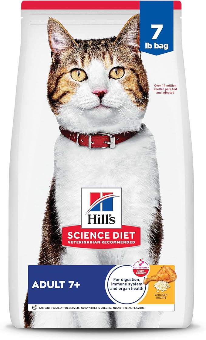Hill's Science Diet Adult 7+ Dry Cat Food, Chicken, 7 lb. Bag