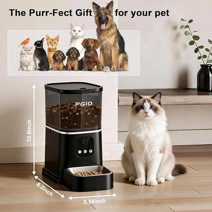 Automatic Cat Feeder with 4K Camera,2.4G Auto Dog Feeder w Night Vision,Pet Feeder w2-Way Audio,Timed Cat Feeders for Dry Food,Dogs Food Dispenser w APP Control 5L