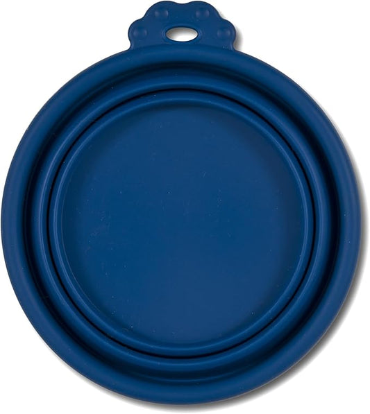 Doskocil Petmate 23369 Silicone Round 3-Cup Travel Bowl for Pets, Navy Blue