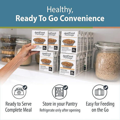 JustFoodForDogs Pantry Fresh Wet Dog Food, Complete Meal or Dog Food Topper, Turkey & Whole Wheat Macaroni Human Grade Dog Food Recipe - 12.5 oz (Pack of 6)
