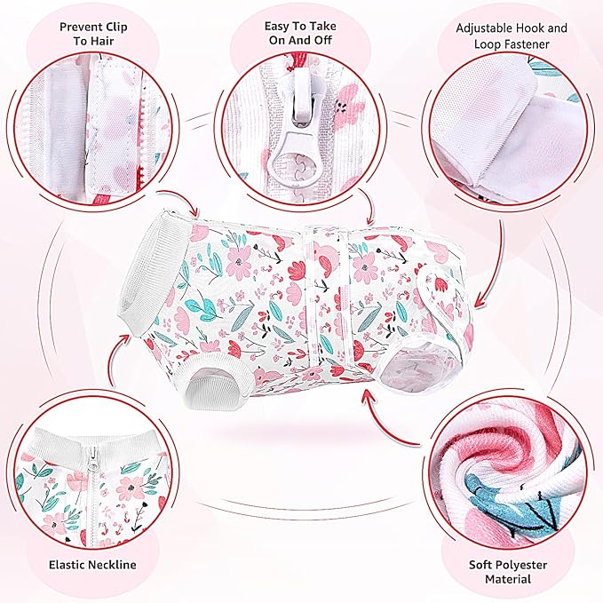 Lukovee Recovery Suit for Dogs, Zipper On Dog Surgery Suit for Female Male Dog, Onesies Bodysuit Prevent Licking Spay Abdominal Wounds Bandages E-Collar Alternative (Pink, L)