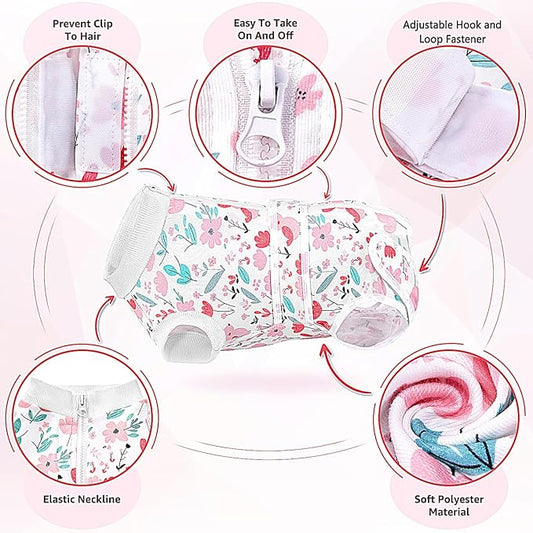 Lukovee Recovery Suit for Dogs, Zipper On Dog Surgery Suit for Female Male Dog, Onesies Bodysuit Prevent Licking Spay Abdominal Wounds Bandages E-Collar Alternative (Pink, 4XL)