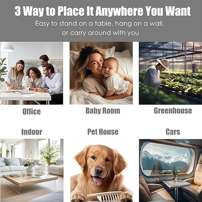 Professional Indoor Air Quality Monitor with AQI Alerts, Portable Real-Time Detector for Home, Car, Plants & Pet
