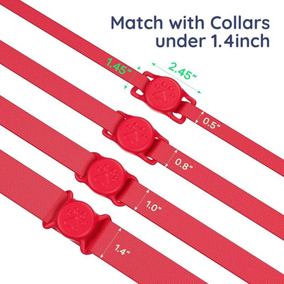 IP68 Waterproof Dog AirTag Holder for Dog Collar, Soft, Stretchy Silicone | Full-Body Protection, Easy Tool-Free Installation, Quiet, No-Dangle Fit, Lightweight, Fits Dog & Cat Collars of All Widths