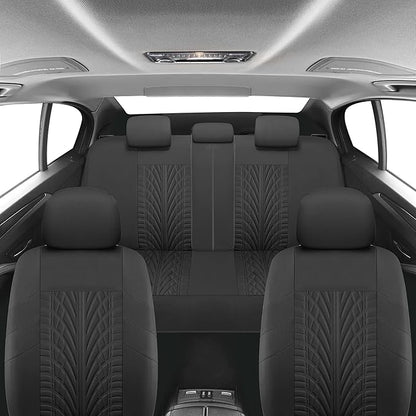 VarCozy Car Seat Covers Full Set, Front & Split Rear Bench for Car, Universal Cloth SUV, Sedan, Van, Automotive Interior Covers, Airbag Compatible