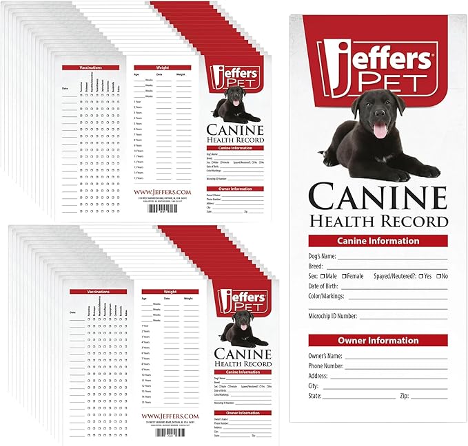 Jeffers Canine Health Records, 25 Pack
