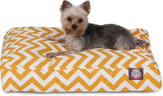 Majestic Pet Chevron Rectangle Dog Bed Washable – Non Slip Comfy Pet Bed – Crate Bed with Removable Washable Cover – Kennel Bed for Sleeping, Polyester Fiber, Small, Yellow