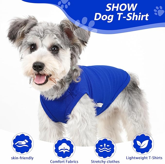 2 Pack Dog Clothes for Small Dogs Summer Dog Shirt Vest Girl Boy Lightweight Puppy T-Shirts Blank Soft and Cool Pet Clothing Sleeveless Medium Large Dog Outfit (White+Blue, Small)