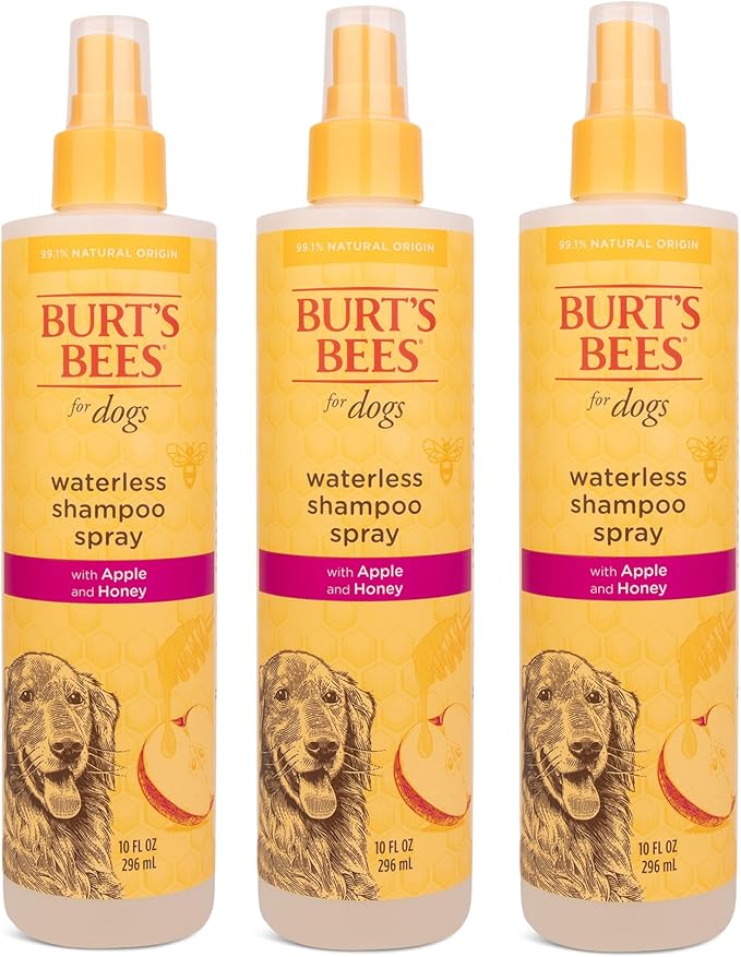 Burt's Bees for Pets Waterless Shampoo Spray for Dogs, Apple & Honey, No-Rinse Dry Dog Shampoo for All Dogs and Puppies, pH Balanced, No Sulfates, Parabens, Phthalates, 10 Fl Oz - 3 Pack
