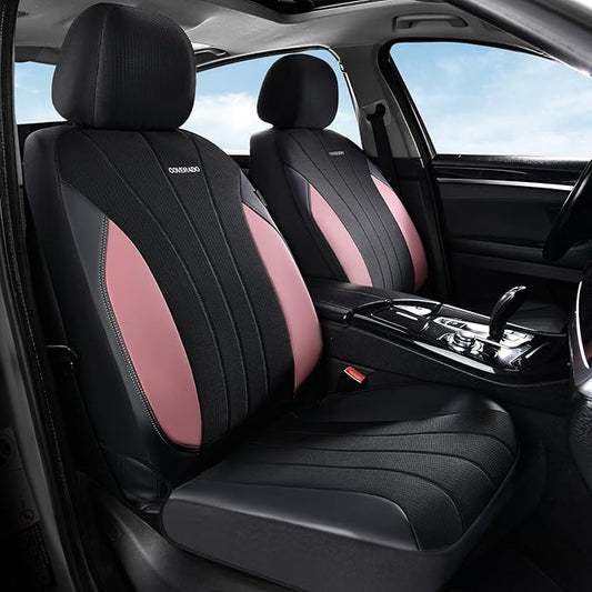 Coverado Seat Covers 5 Seats, Luxury Car Seat Covers Full Set, Automotive Car Protectors, Pink Driver Seat Covers, Car Accessories Universal Fit for SUVs, Trucks, Sedans