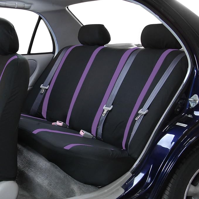 FH Group Car Seat Covers Full Set Cloth - Universal Fit Automotive Seat Covers, Low Back Front Seat Covers, Solid Back Seat Cover, Washable Car Seat Cover for SUV, Sedan and Van Purple