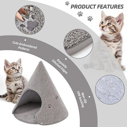 BEQHAUSE Cat Beds for Indoor Cats, Cat Cave Bed with Non-Slip Bottom, Anti-Scratch Cat House Cat Tent for Kittens and Small Dogs, Foldable Kitten Hideaway Machine Washable,22.8 * 22.8 * 20.8in, Grey