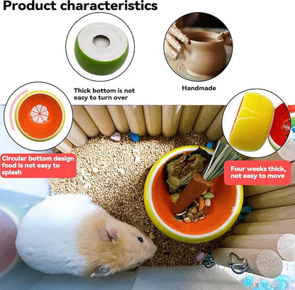 Hamiledyi Hamster Bowl,Pet Ceramic Food Water Feeding Dish Guinea Pig Water Rat Bowl for Gerbil Mouse Chinchilla Hedgehog Sugar Glider(2PCS)