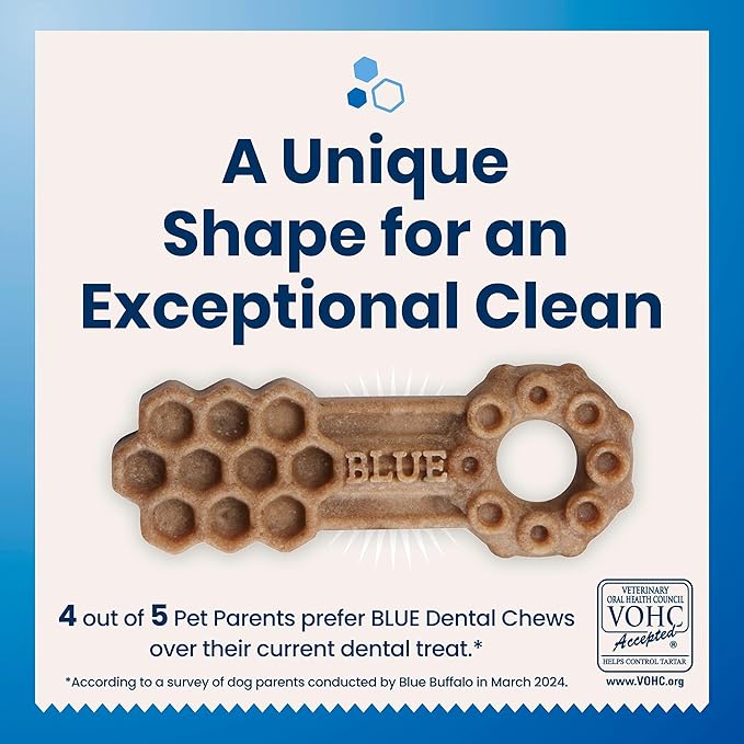 Blue Buffalo Dental Chews Large Natural Dog Treats, Chicken & Spearmint 22-oz Bag (14 Count)