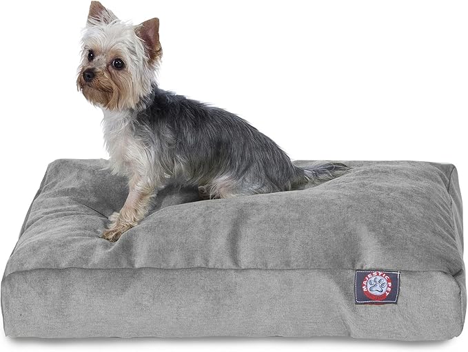 Majestic Pet Shredded Memory Foam Dog Bed Medium with Removable Washable Cover – Rectangle Orthopedic Dog Bed–Durable Dog Crate Bed-Flat Dog Bed for Senior Dogs - (35x29) M - Villa - Vintage