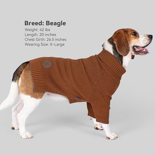cyeollo 4XL Dog Sweater, Stretchable & Cozy Warm Dog Sweaters for Large Dogs Boy, Pullover Knit Fall Winter Sweatshirt for Giant Breeds Big Dogs Clothes, Doberman Great Dane Apparel, Brown XXXXL